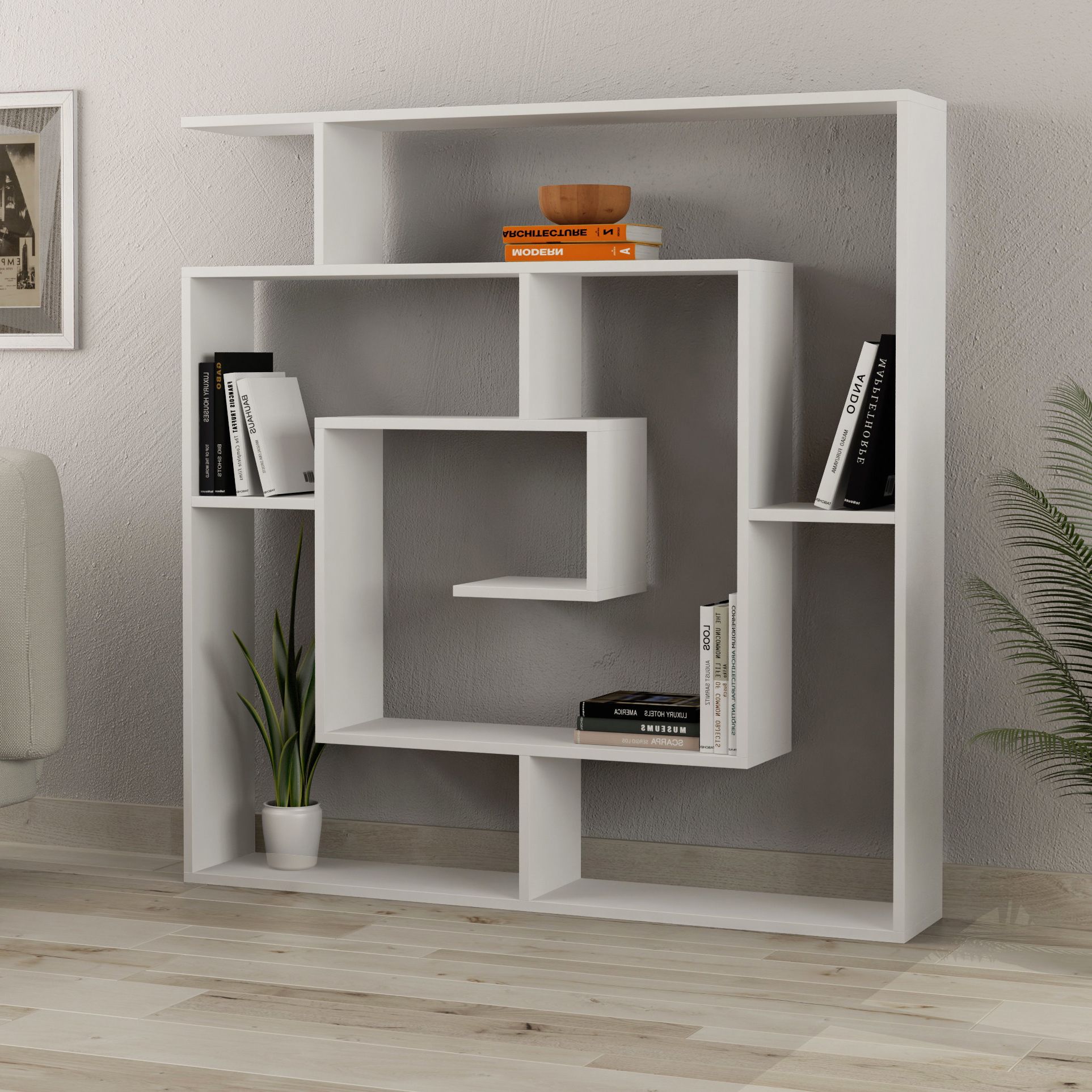 Recent Mckibben Geometric Bookcase With Ansley Geometric Bookcases (View 11 of 20)
