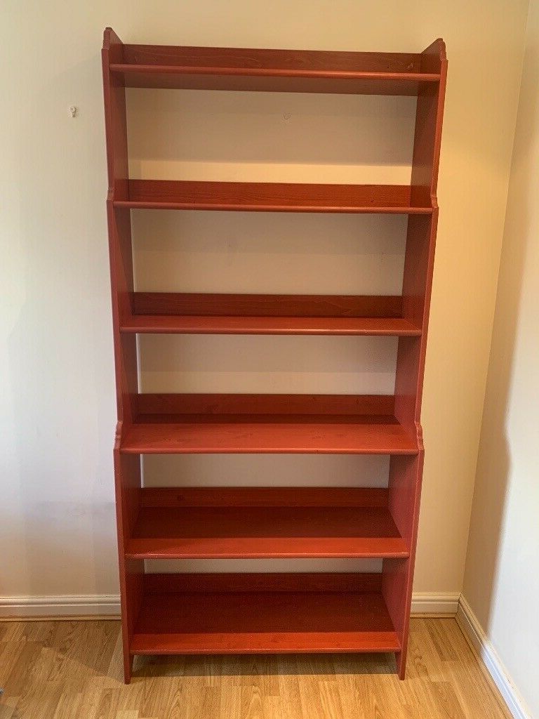 Red Wood Bookshelf Throughout Most Up To Date Maryln Standard Bookcases (View 17 of 20)
