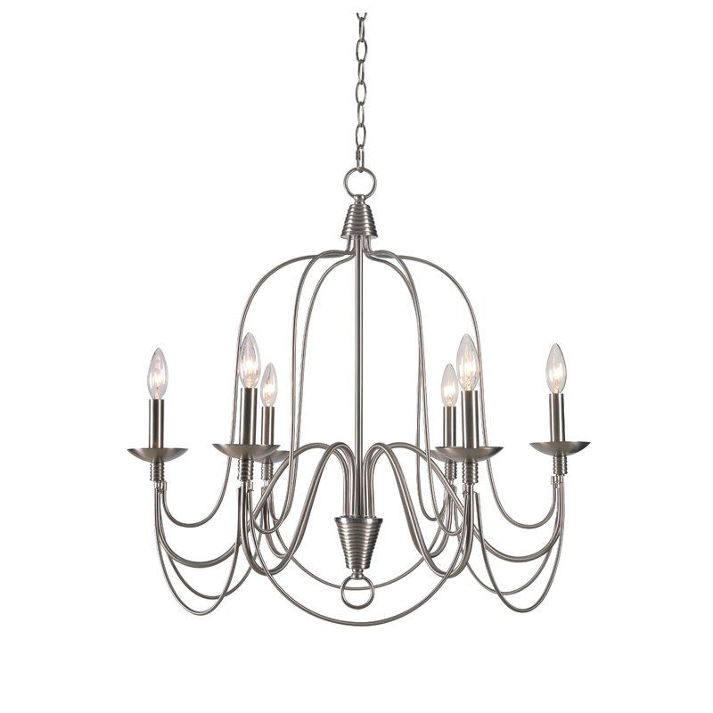 Shaylee 6 Light Candle Style Chandeliers Pertaining To Current Kollman 6 Light Candle Style Chandelier (Photo 19 of 25)