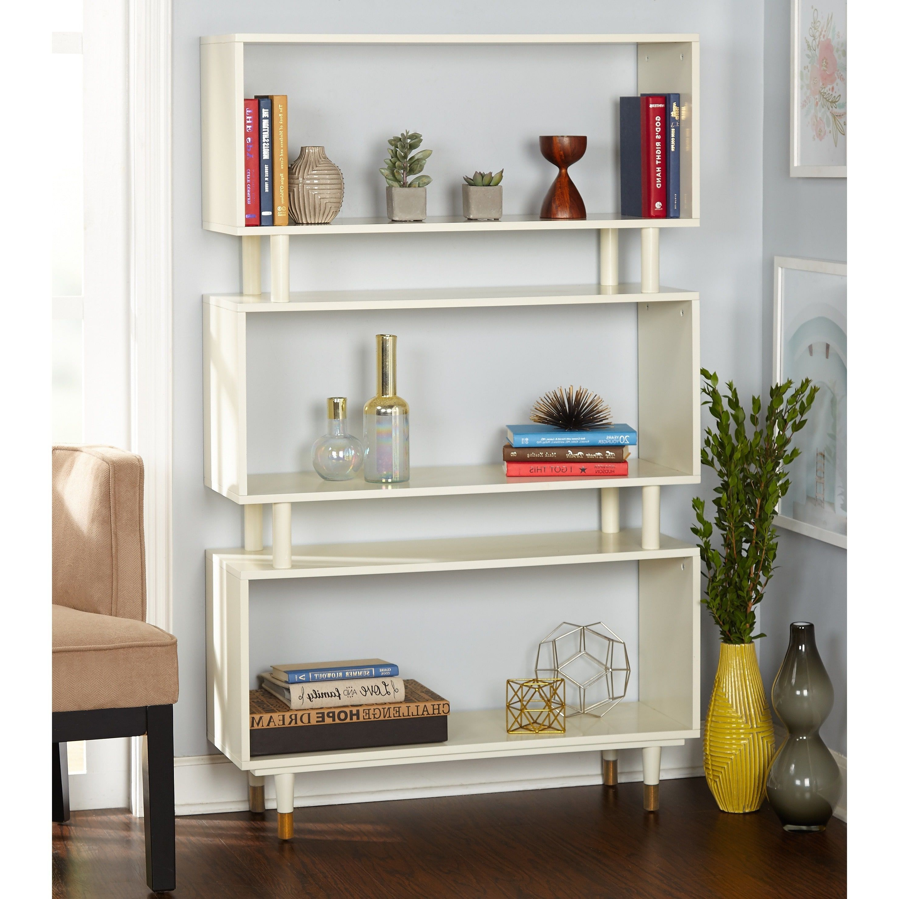 Simple Living Margo Mid Century 3 Shelf Bookshelf – 59.5h X With Regard To Most Current Morrell Standard Bookcases (Photo 18 of 20)