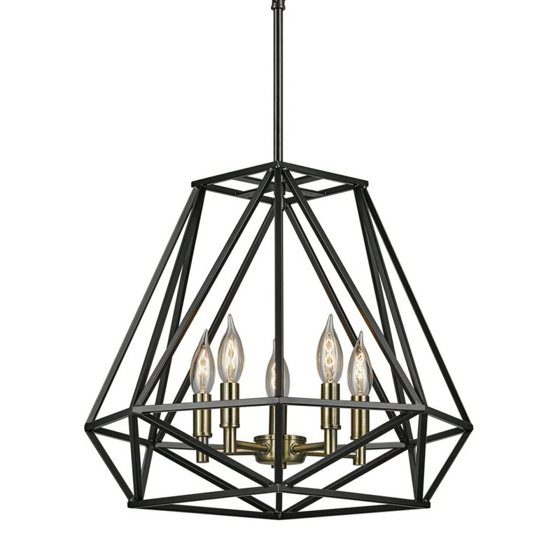 Featured Photo of 25 Collection of Tabit 5-light Geometric Chandeliers