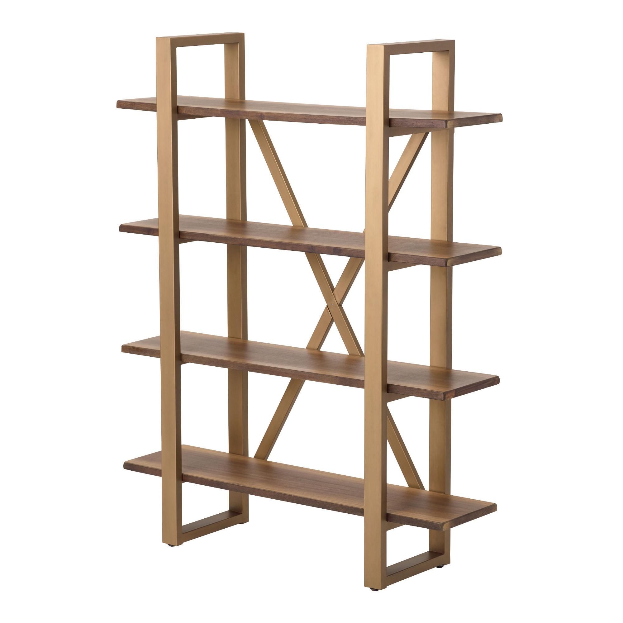 Well Known Wood And Gold Metal Sloan Bookshelfworld Market In 2019 Regarding Woodcrest Etagere Bookcases (View 9 of 20)