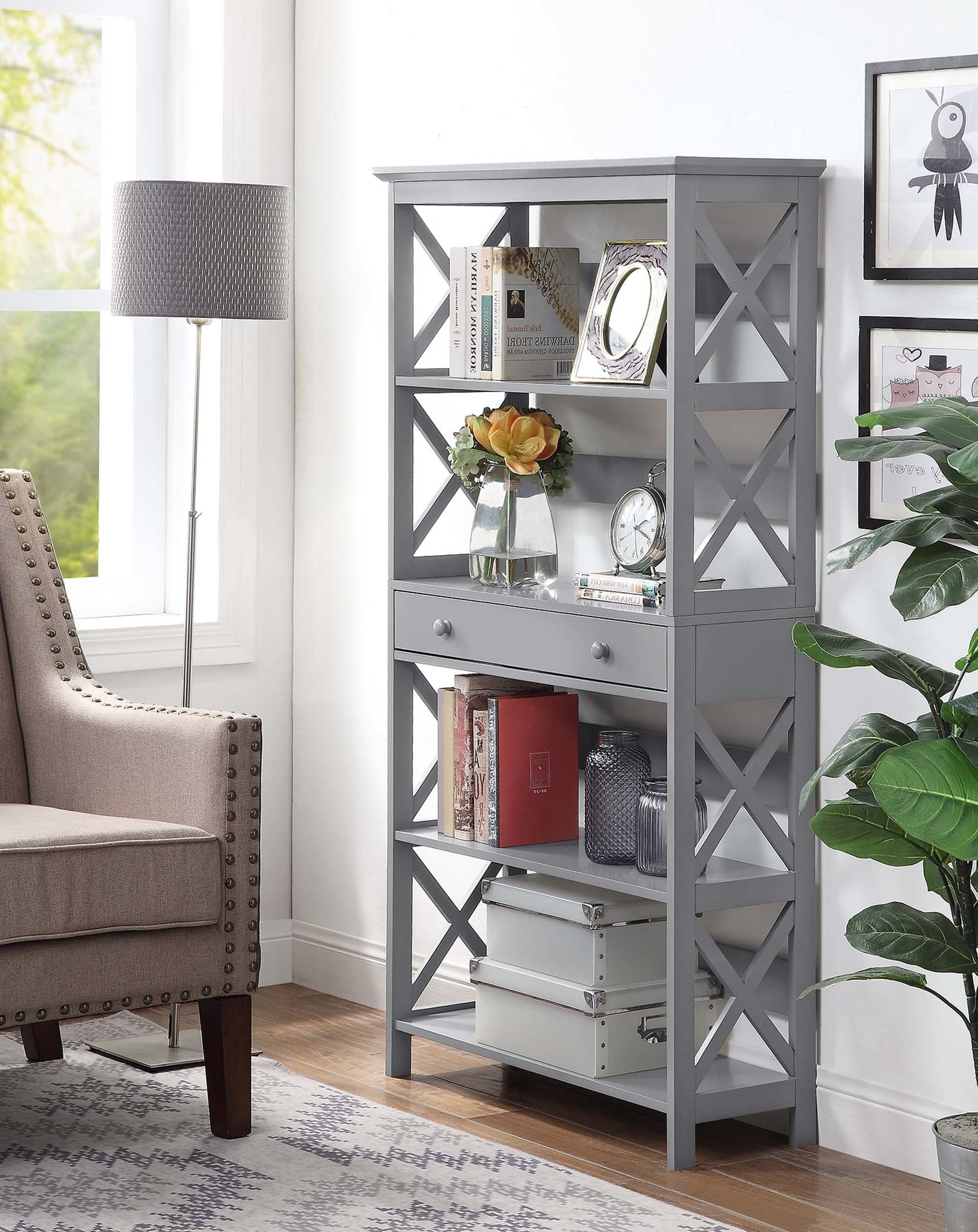 Well Liked Gracelynn 5 Tier Etagere Bookcases With Beachcrest Home Gracelynn 5 Tier Etagere Bookcase (View 8 of 20)