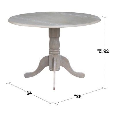 2019 Boothby Drop Leaf Rubberwood Solid Wood Pedestal Dining Tables Inside Round Dual Drop Leaf Pedestal Dining Table White (View 10 of 25)