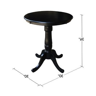 30" Round Top Pedestal Counter Height Table Black Inside Latest Abby Bar Height Dining Tables (View 25 of 25)