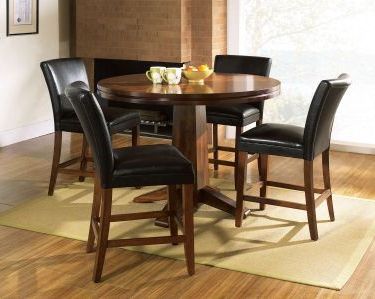 5 Pc Serena Round Counter Height Pedestal Table Set (with Regarding Widely Used Bushrah Counter Height Pedestal Dining Tables (View 20 of 25)