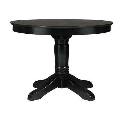 American Simplicity 42" Round Pedestal Table – Black Within Current Bineau 35'' Pedestal Dining Tables (View 11 of 25)