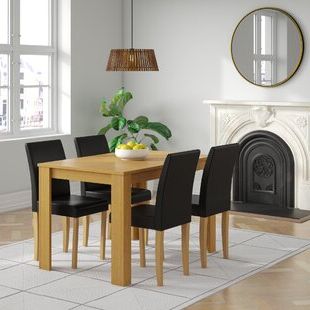 Babbie Butterfly Leaf Pine Solid Wood Trestle Dining Tables Intended For Most Recently Released Black Dining Table Sets You'll Love (View 5 of 25)