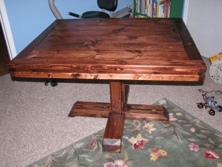 Diy Farmhouse Table, Pedestal Regarding Latest Sevinc Pedestal Dining Tables (View 24 of 25)