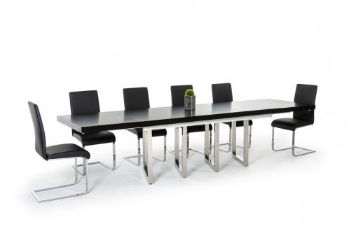 Eleni 35'' Dining Tables Regarding 2019 Modrest Drexler Modern Black Extendable Dining Table (Photo 23 of 25)