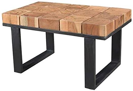 Folcroft Acacia Solid Wood Dining Tables Inside Well Liked Amazon: Solid Acacia Wood Coffee Table With Iron Legs (View 1 of 25)