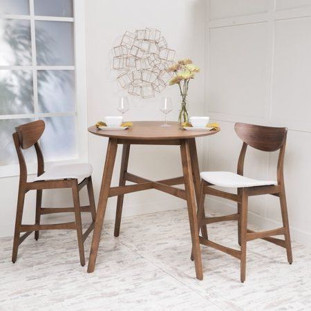 Isak 35.43'' Dining Tables In Most Popular Noble House Mitchell Counter Height Dining Set, Walnut (Photo 15 of 25)