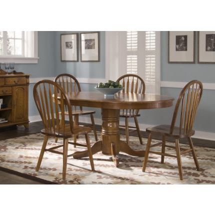 Liberty Furniture Nostalgia 5pc Oval Pedestal Table Set In With Preferred Dawna Pedestal Dining Tables (View 25 of 25)