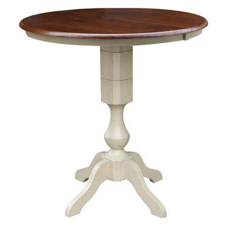 Liesel Bar Height Pedestal Dining Tables Throughout Trendy 36 Inch Round Top Pedestal Table With 12 Inch Leaf  Bar (Photo 18 of 25)