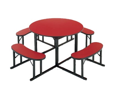 Mode Square Breakroom Tables Intended For Popular Barricks Manufacturing Round Cafeteria Table With Attached (View 4 of 25)