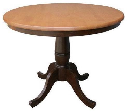 Montauk 36'' Dining Tables Pertaining To Well Liked Round 36 Inch Pedestal Dining Table In Cinnamon Espresso (View 23 of 25)