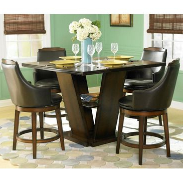 Most Popular Homelegance Bayshore 5 Piece Pedestal Counter Height Table Pertaining To Barra Bar Height Pedestal Dining Tables (Photo 1 of 25)