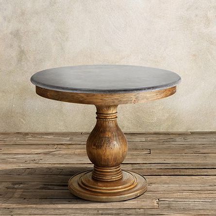 Most Popular Villani Pedestal Dining Tables Throughout Luca 48" Round Pedestal Dining Table With Bluestone Top In (View 3 of 25)