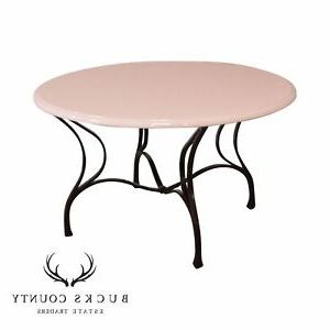 Most Recently Released Custom Wrought Iron Base Glazed Stone Round Dining Table Intended For 34.6'' Pedestal Dining Tables (Photo 1 of 25)