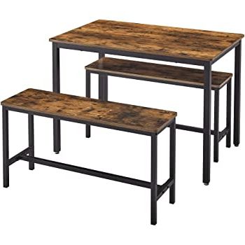 Most Up To Date Amazon – Vasagle Dining Table Set With 2 Benches, 3 Throughout Conerly  (View 2 of 25)