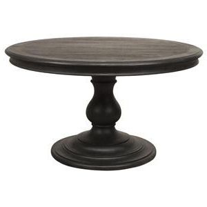 Most Up To Date Corvena 48'' Pedestal Dining Tables Intended For Corinne Round Pedestal Dining Table In Ebonized Acacia (View 20 of 25)