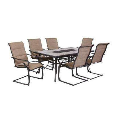 Most Up To Date Crestridge 7 Piece Padded Sling Outdoor Dining Set In For Desiree 47.2'' Pedestal Dining Tables (Photo 15 of 25)