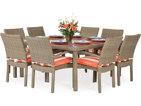 Naz 51.25'' Pedestal Dining Tables In Fashionable Palm Springs Rattan Seaside Wicker Dining Set (Photo 15 of 25)