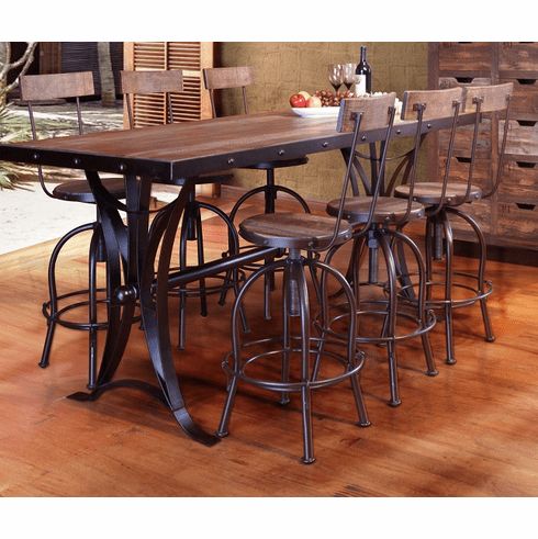 Popular Desloge Counter Height Trestle Dining Tables For Antique Multicolor Counter Height Dining Table With Iron Base (Photo 16 of 25)