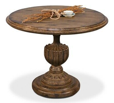 Reagan Pine Solid Wood Dining Tables In Most Up To Date 40" W Amber Dining Table Intricately Carved Round Base (View 11 of 25)