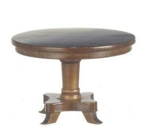 Recent Dolls House Small Walnut Round Pedestal Dining Table With Regard To Serrato Pedestal Dining Tables (View 19 of 25)