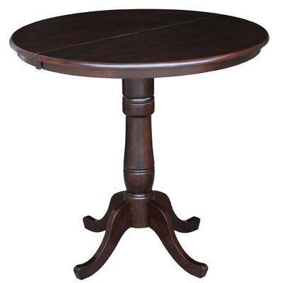 Recent Liesl Counter Height Rubberwood Solid Wood Dining Table Regarding Boothby Drop Leaf Rubberwood Solid Wood Pedestal Dining Tables (Photo 6 of 25)