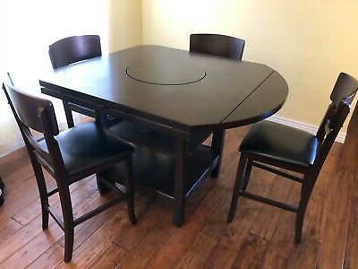 Romriell Bar Height Trestle Dining Tables In Latest Pick Up 6 Pc Dining Room Set Counter Height Table W Lazy (View 22 of 25)