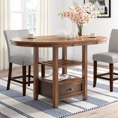 Villani Drop Leaf Rubberwood Solid Wood Pedestal Dining Tables Throughout 2020 Three Posts Brierfield Counter Height Extendable Dining (Photo 16 of 25)