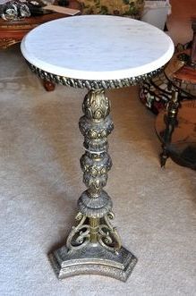 Vintage Italian Marble Top Ornate Brass Pedestal (with Inside Most Current Nashville 40'' Pedestal Dining Tables (View 21 of 25)