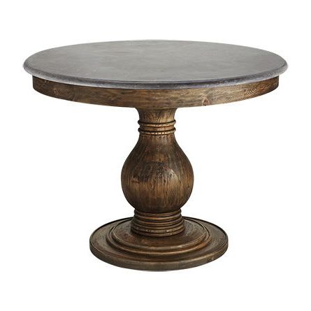 Well Known Tabor 48'' Pedestal Dining Tables Within Luca 48" Round Dining Table With Bluestone Top In Barnwood (Photo 19 of 25)