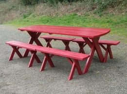 Well Liked Kayleigh 35.44'' Dining Tables Pertaining To Southstorm Handcrafted – Picnic Table With 4 Benches (Photo 13 of 25)