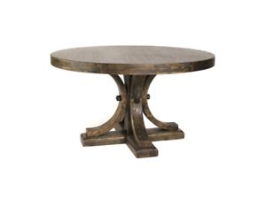 Well Liked Serrato Pedestal Dining Tables Intended For 54" Rustic Driftwood Round Dining Table Pedestal Base G (View 13 of 25)