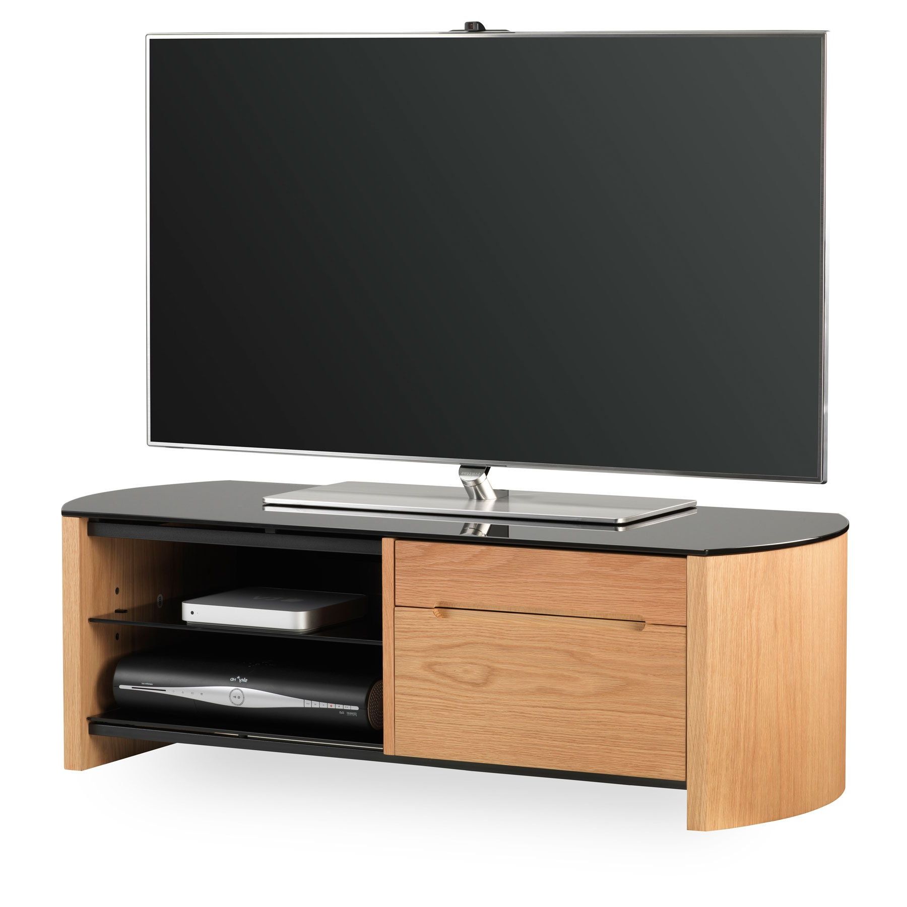 2017 Leonid Tv Stands For Tvs Up To 50" With Alphason Finewood Fw1100cb Light Oak Tv Stand For Up To  (View 6 of 25)