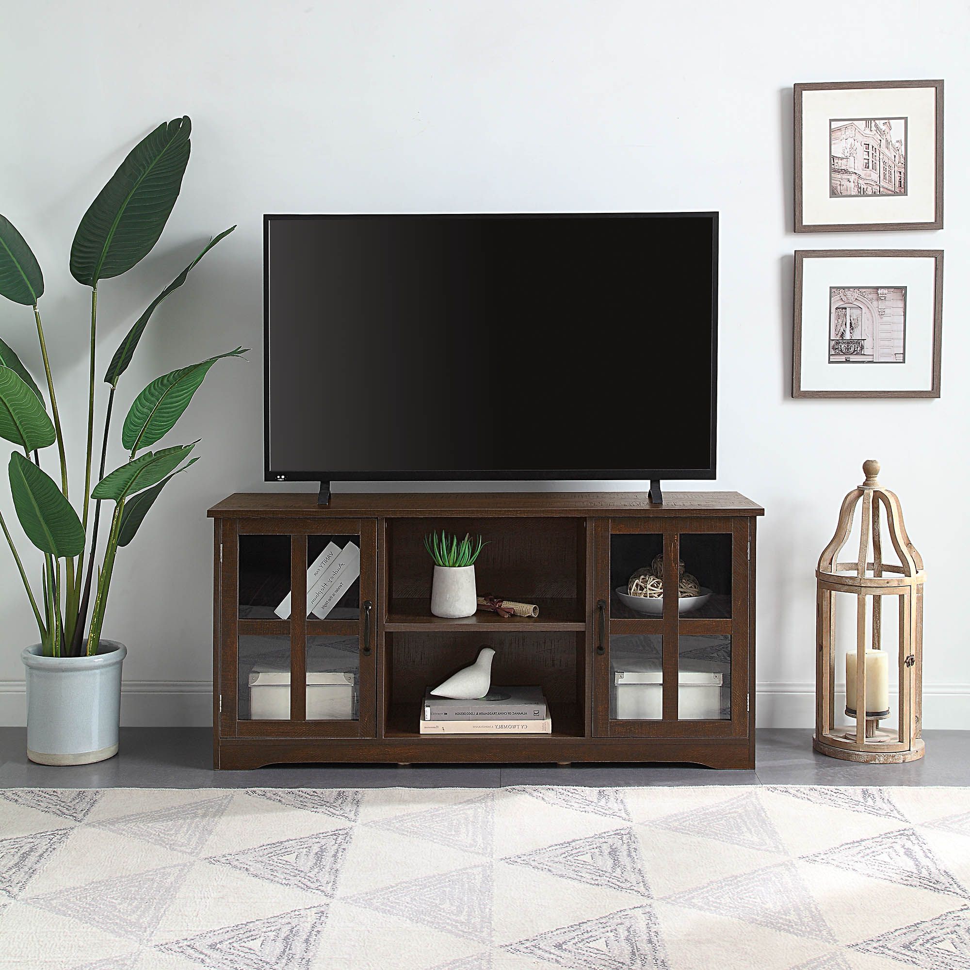 52 Inch Tv Stand Wood & Glass Console For Tvs Up To 60" (View 2 of 10)