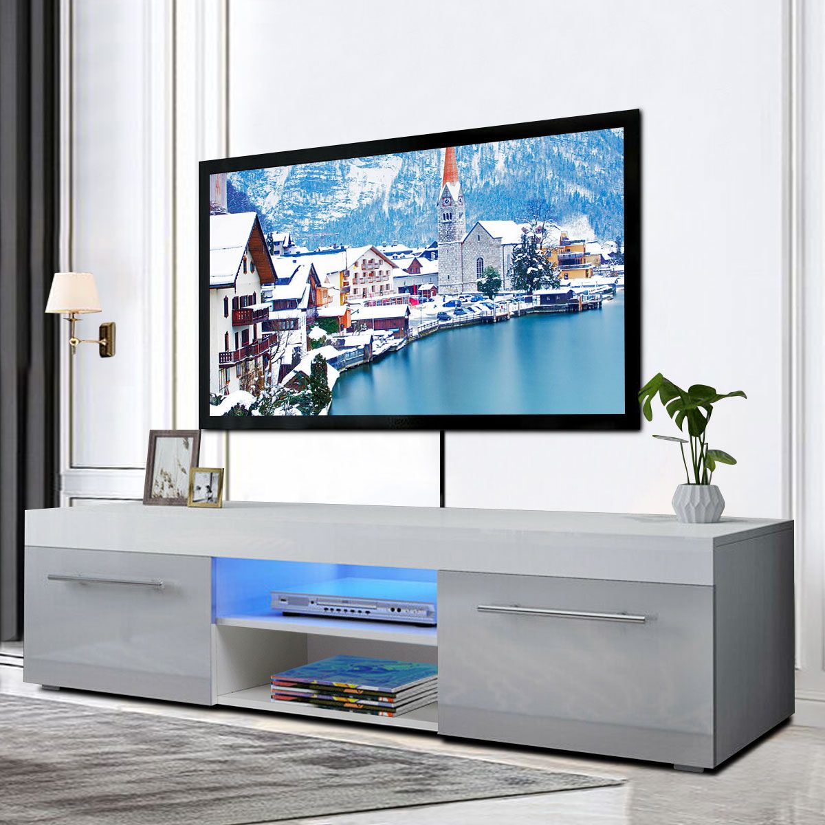57'' Tv Stands With Led Lights Modern Entertainment Center Pertaining To Most Recent Led Tv Stand Entertainment Center, For Tvs Up To 58" With (View 7 of 10)