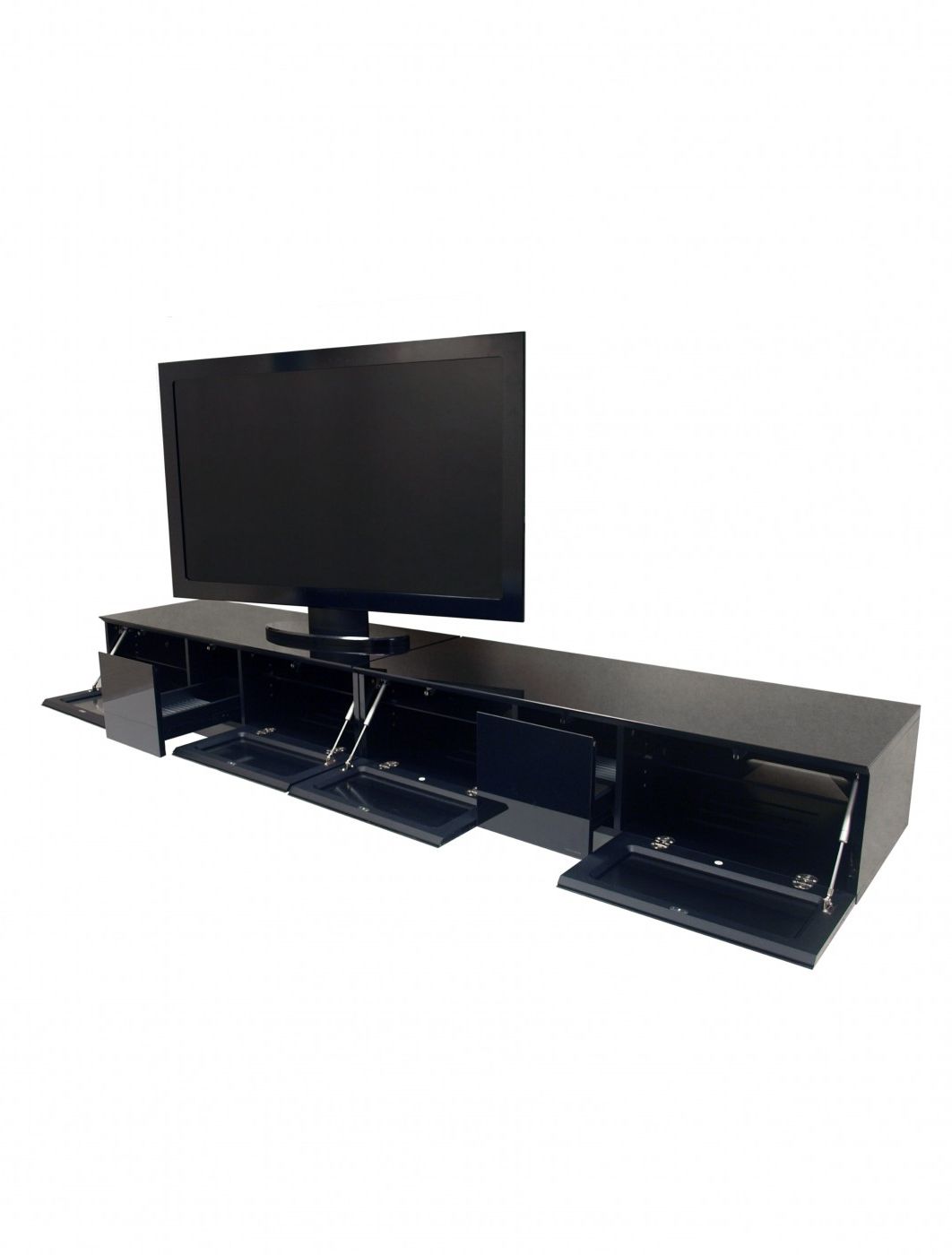 57'' Tv Stands With Open Glass Shelves Gray & Black Finsh Throughout Best And Newest Tv Stand Element Modular Emtmod2500 Blk Tv Cabinet (View 3 of 10)