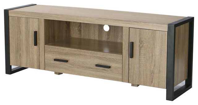 60" Ash Gray Wood Tv Stand Console, Driftwood – Industrial With Fashionable Techni Mobili 53" Driftwood Tv Stands In Grey (View 9 of 10)