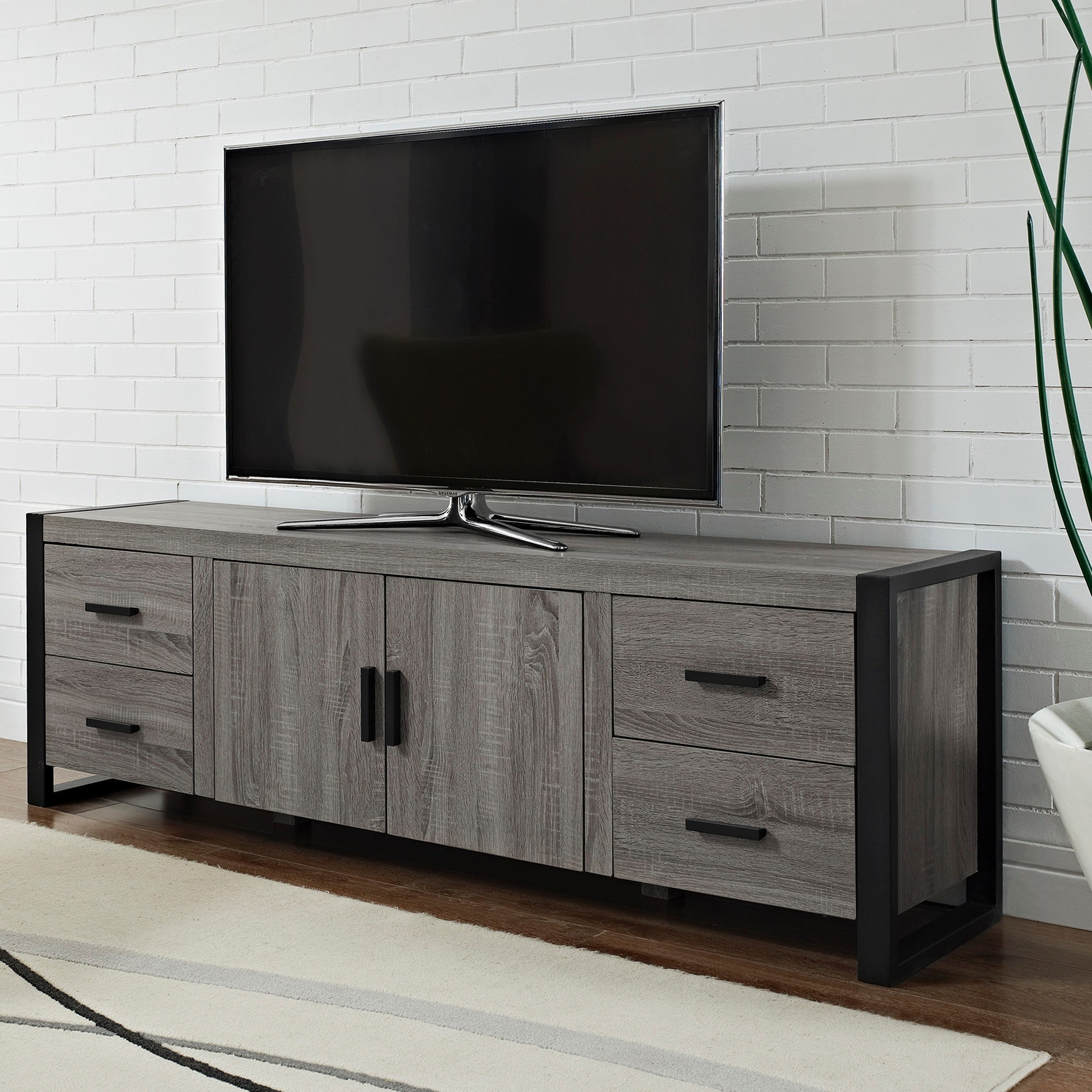 70 Inch Urban Blend Ash Grey Wood Tv Stand – Overstock In Famous Urban Rustic Tv Stands (View 9 of 10)