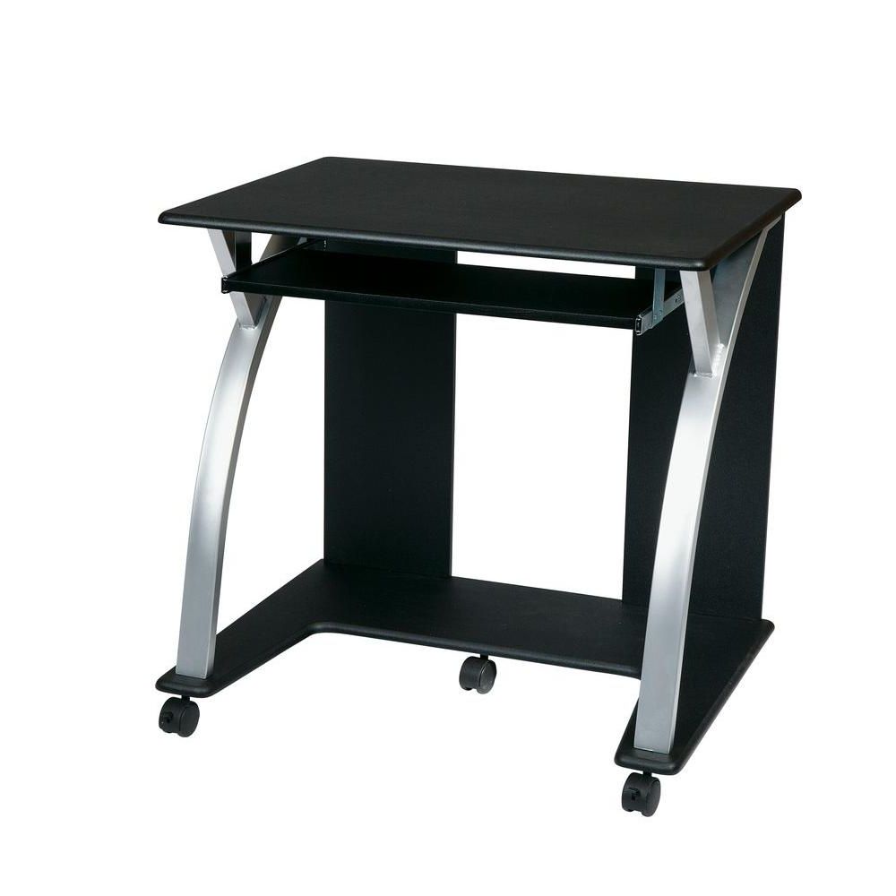 Altra Furniture Parsons Black Oak Desk 9394096 – The Home Inside Latest Large Rolling Tv Stands On Wheels With Black Finish Metal Shelf (View 4 of 10)