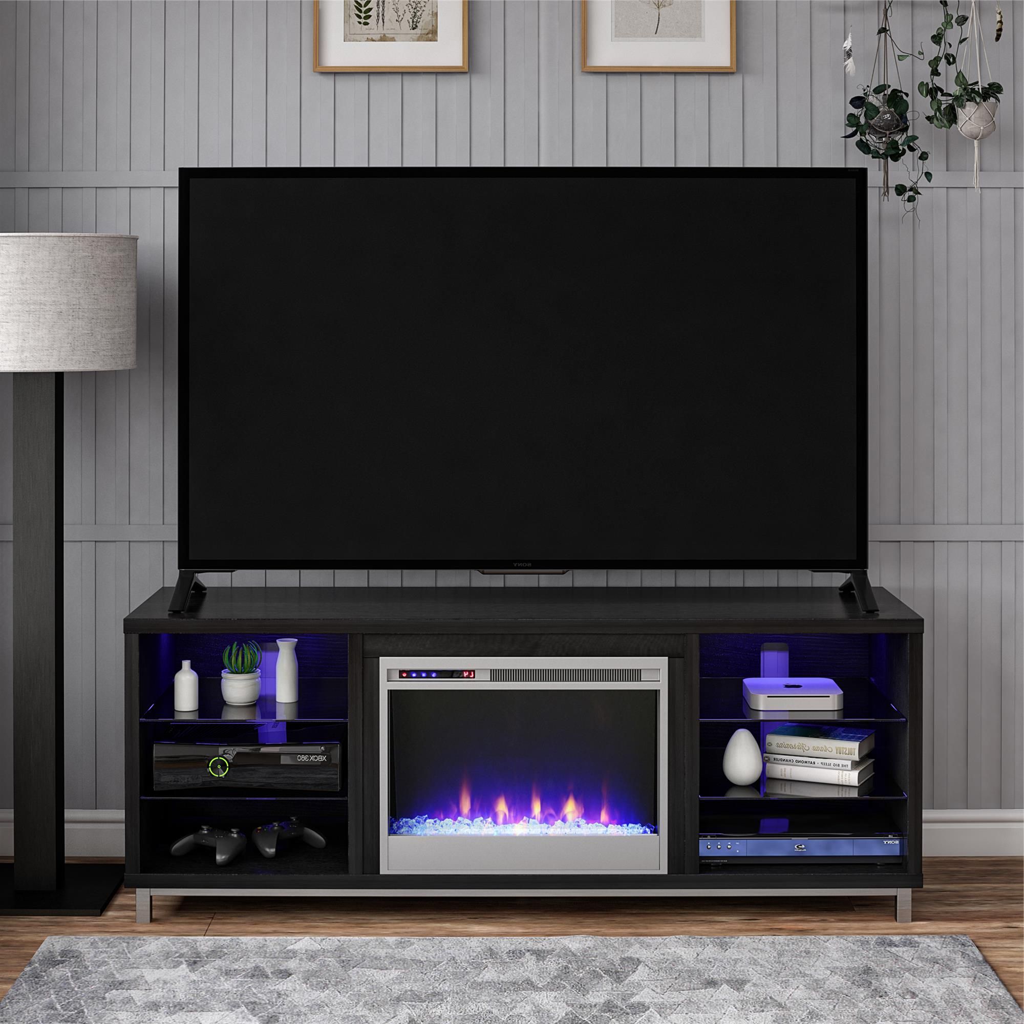 Ameriwood Home Lumina Fireplace Tv Stand For Tvs Up To 70 Pertaining To Most Current Glass Tv Stands For Tvs Up To 70" (View 3 of 10)