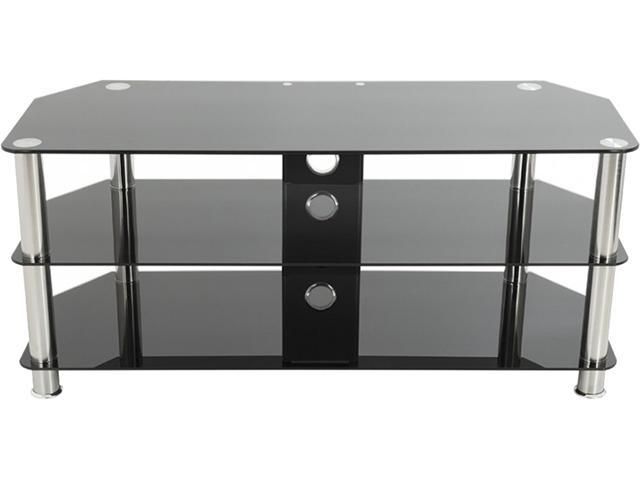 Avf Group Classic Corner Glass Tv Stands Pertaining To Latest Avf Sdc1000cm A Up To 50" Chrome Effect / Black Glass (View 5 of 10)
