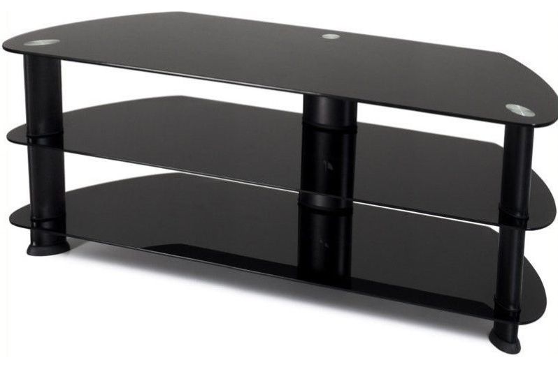 Bromley Oak Corner Tv Stands Pertaining To Well Known Atlin Designs 55" Tv Stand In Satin Black – Contemporary (View 7 of 10)