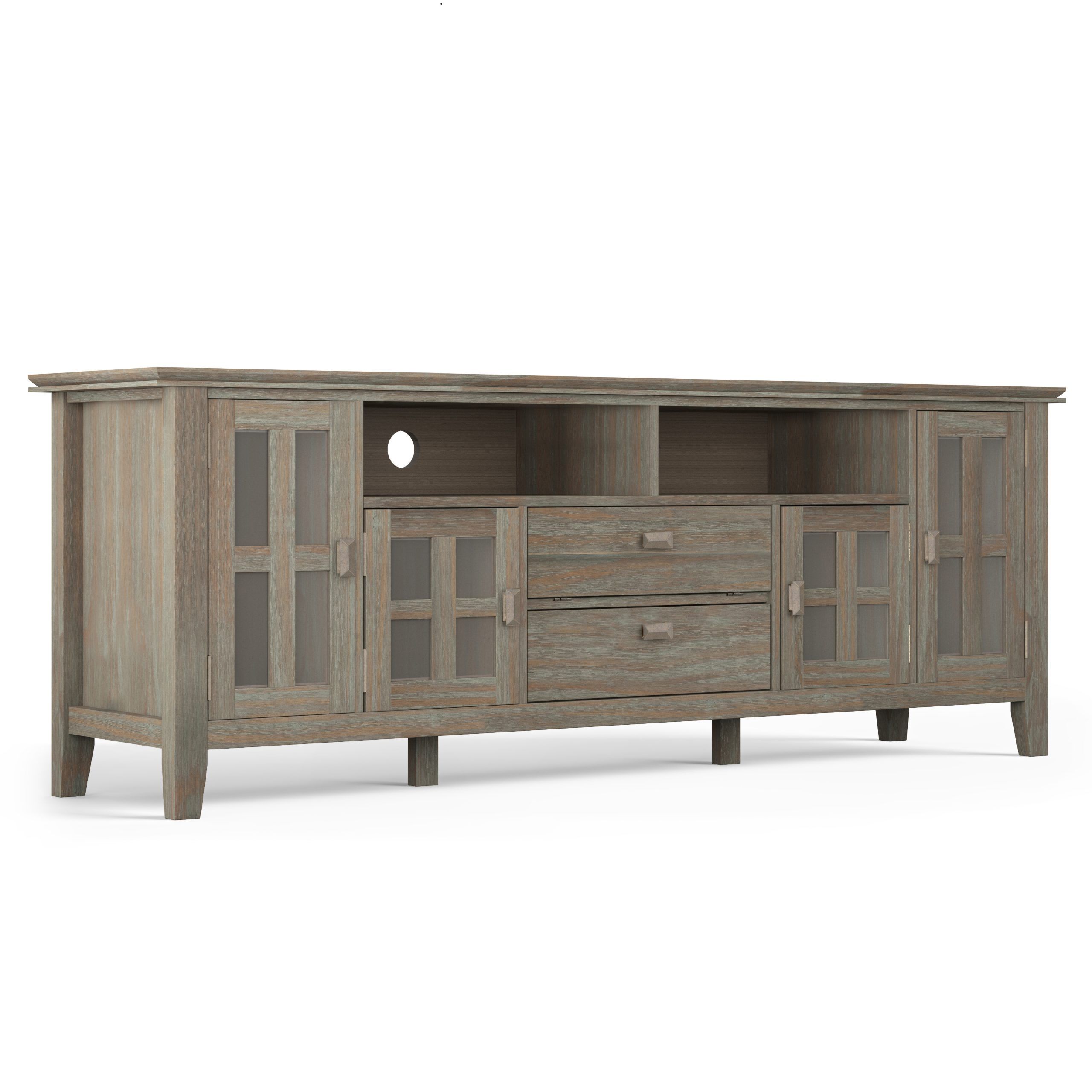 Brooklyn + Max Holden Solid Wood 72 Inch Wide Contemporary With Regard To Well Known Bromley Extra Wide Oak Tv Stands (View 6 of 25)