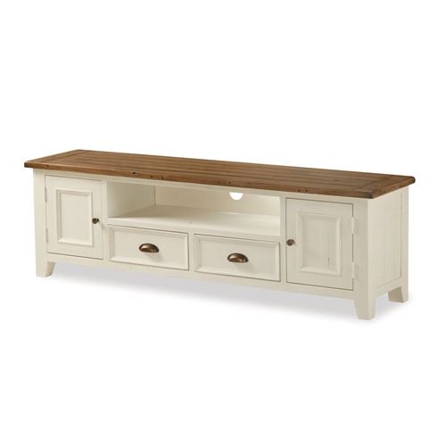 Compton Ivory Extra Wide Tv Stands Regarding 2018 Sherwood Distressed Painted Extra Large Tv Unit – Up To  (View 23 of 25)