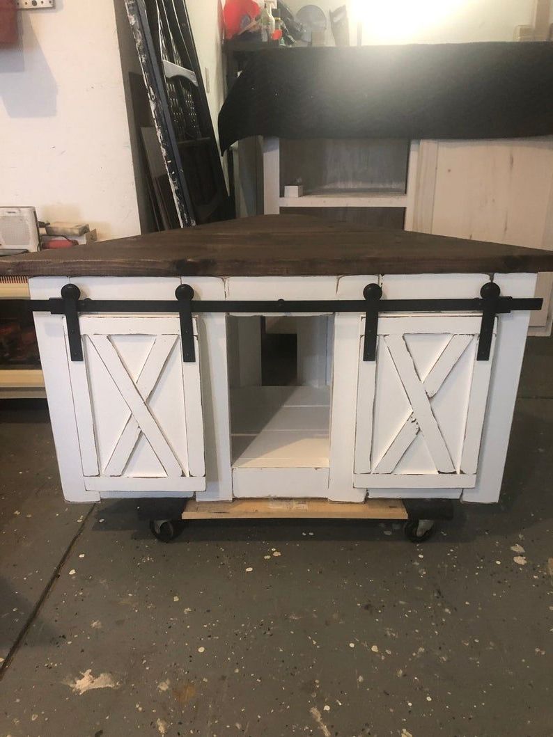 Corner Tv Stand / Farmhouse Style Corner Unit With Barn Intended For 2017 Robinson Rustic Farmhouse Sliding Barn Door Corner Tv Stands (Photo 6 of 10)